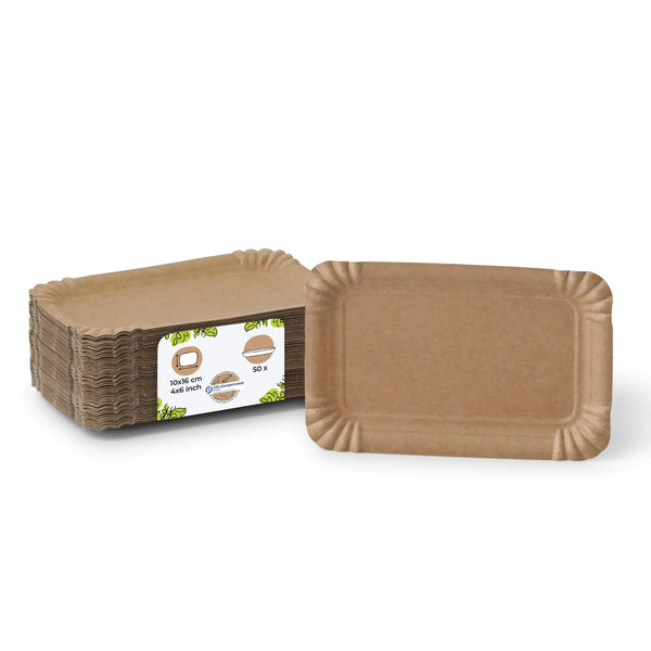 Haven Home BIOZOYG 4x6 Inch Brown Square Paper Plates 50 Pack