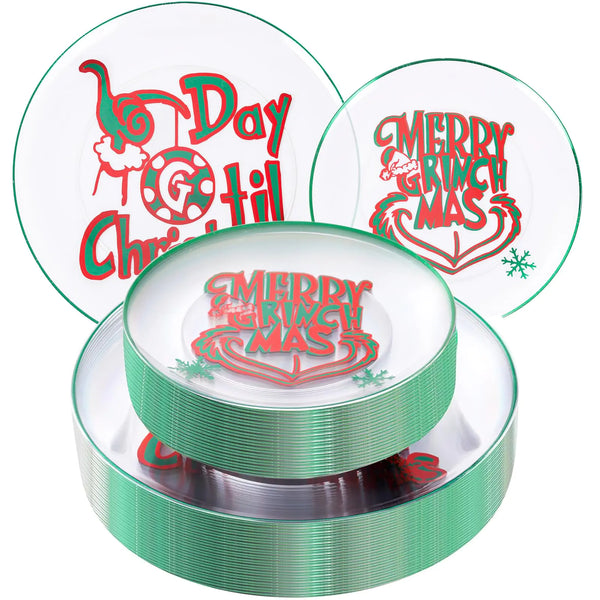 Haven Home 60PCS Grinch Christmas Plastic Plates