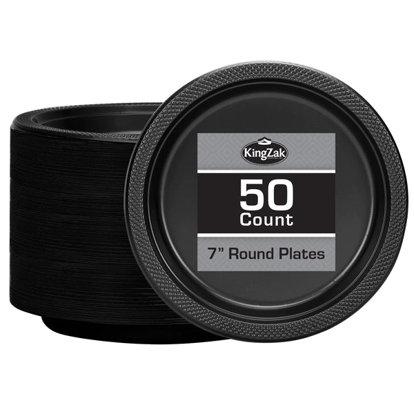 signature black plastic plates 7 inch 50 pack