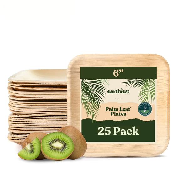 Haven Home 6 Inch Square Palm Leaf Disposable Plates